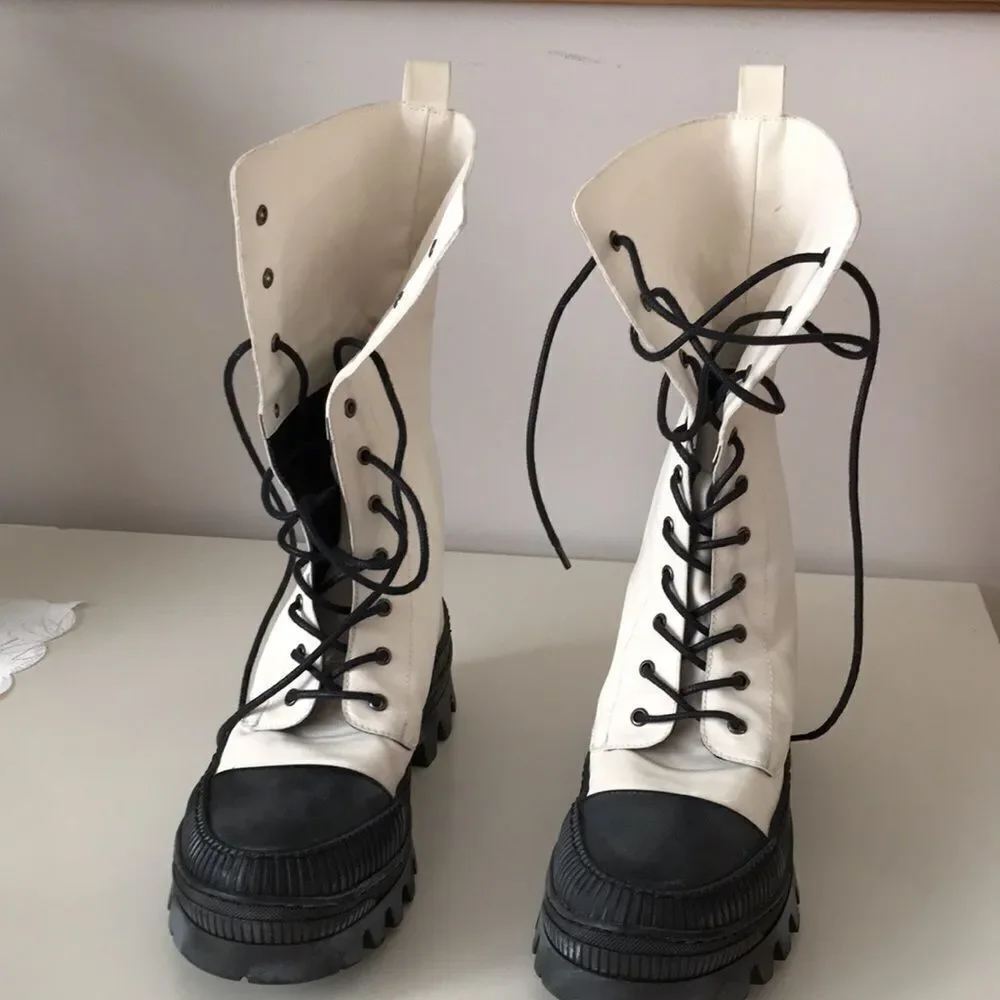 Free People Goldie Lug Sole Lace UP Utility Boots size 7